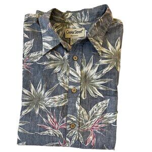 Cooke Street Shirt Men's XL Honolulu Hawaiian Tropical Short Sleeve Blue Green